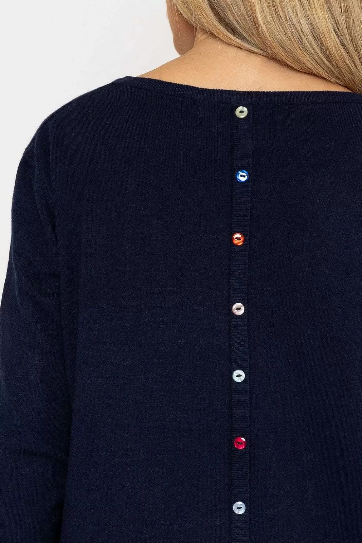 J'aime la Vie Button Detail Knit In Navy Cheap