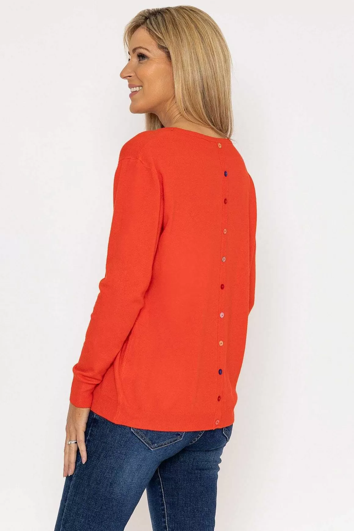 J'aime la Vie Button Detail Knit In Orange Cheap