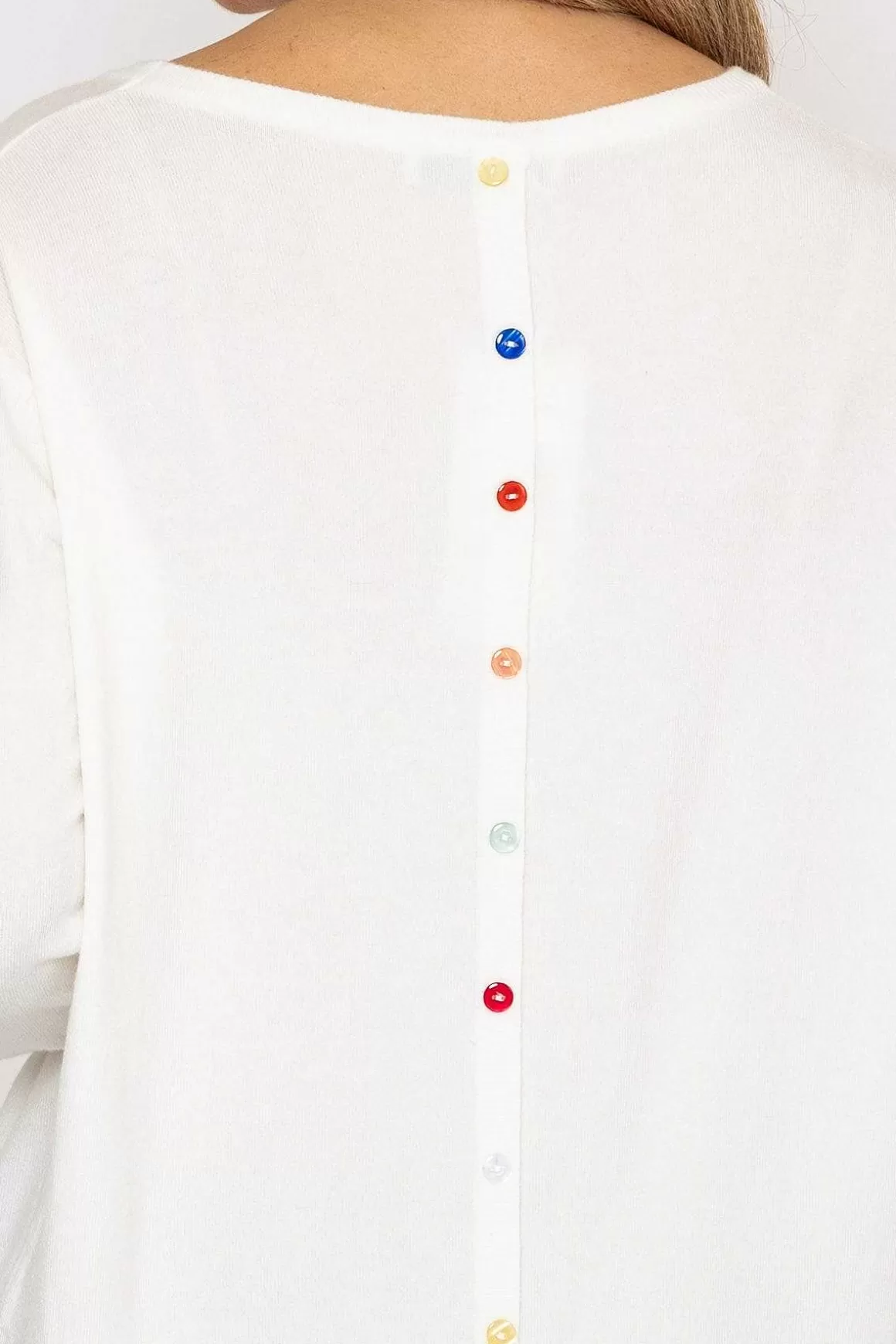 J'aime la Vie Button Detail Knit In White Cheap