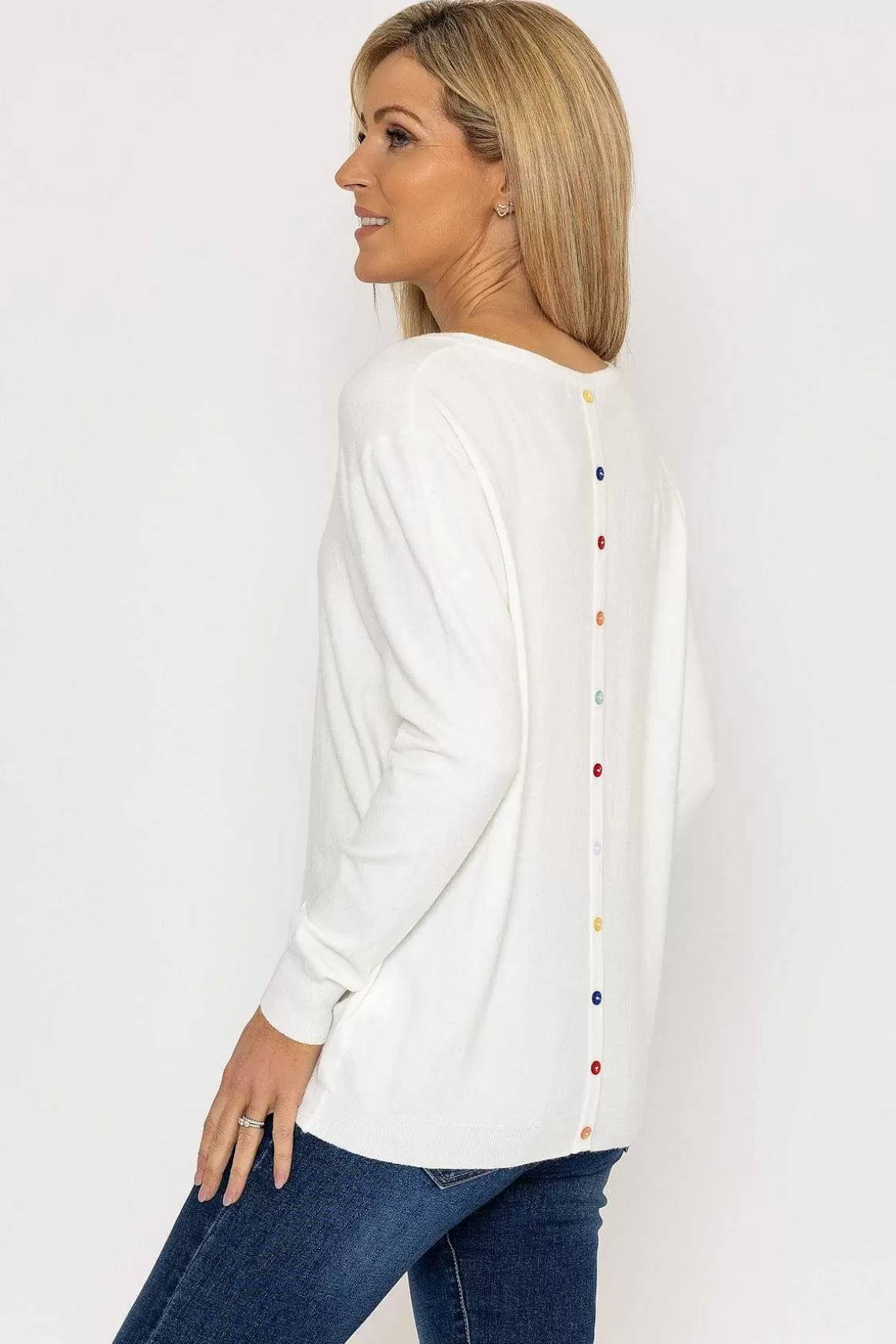 J'aime la Vie Button Detail Knit In White Cheap