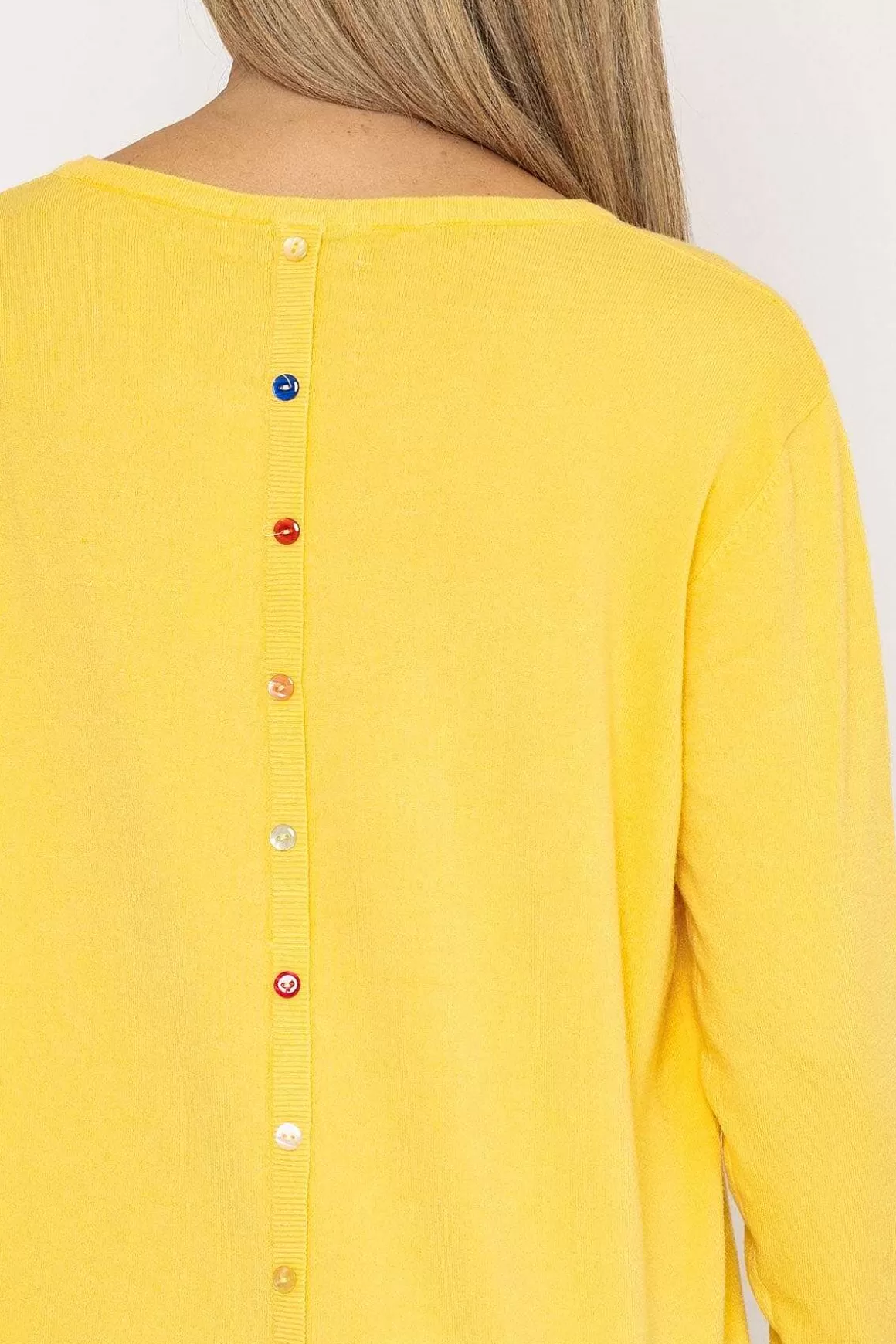 J'aime la Vie Button Detail Knit In Yellow Cheap