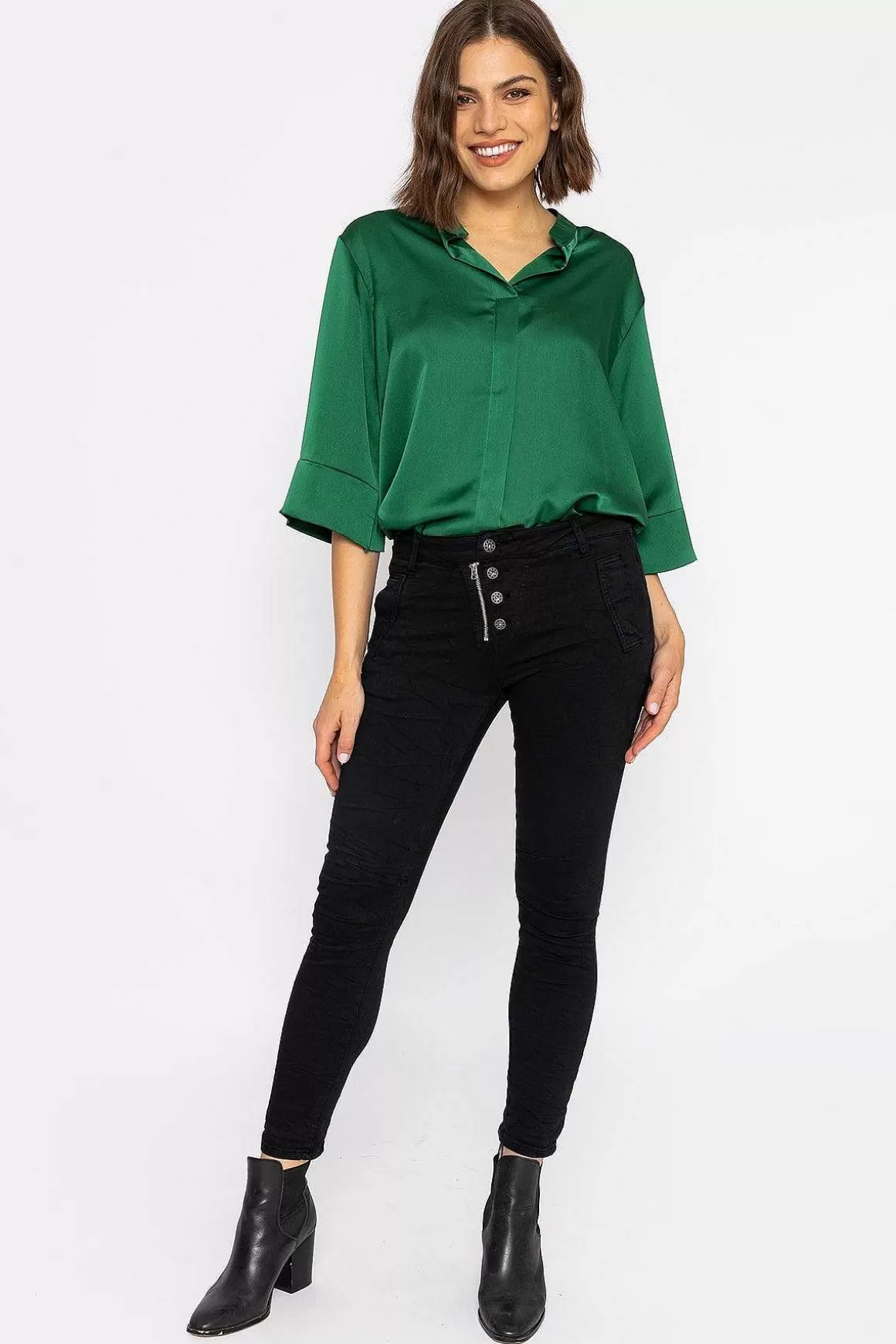 J'aime la Vie Button Front Jeans In Black Sale