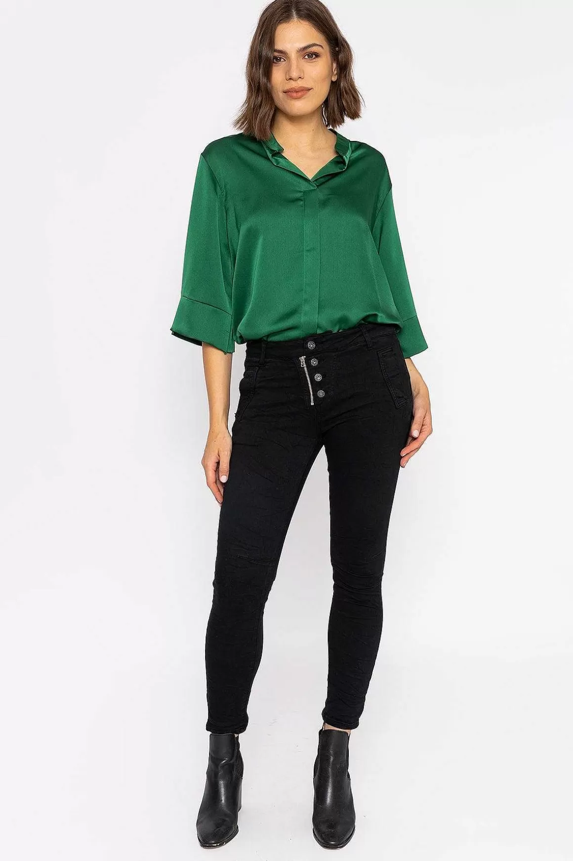 J'aime la Vie Button Front Jeans In Black Sale