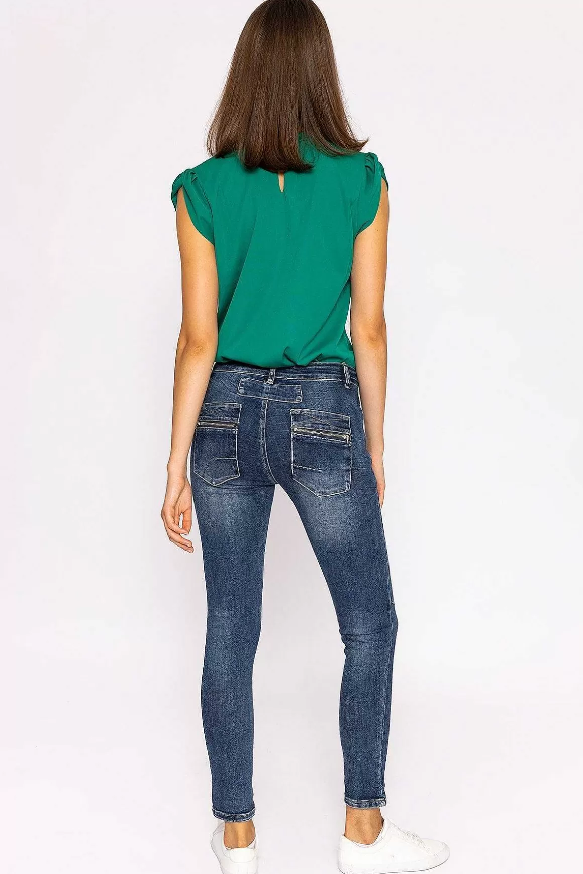 J'aime la Vie Button Front Jeans In Dark Denim Cheap