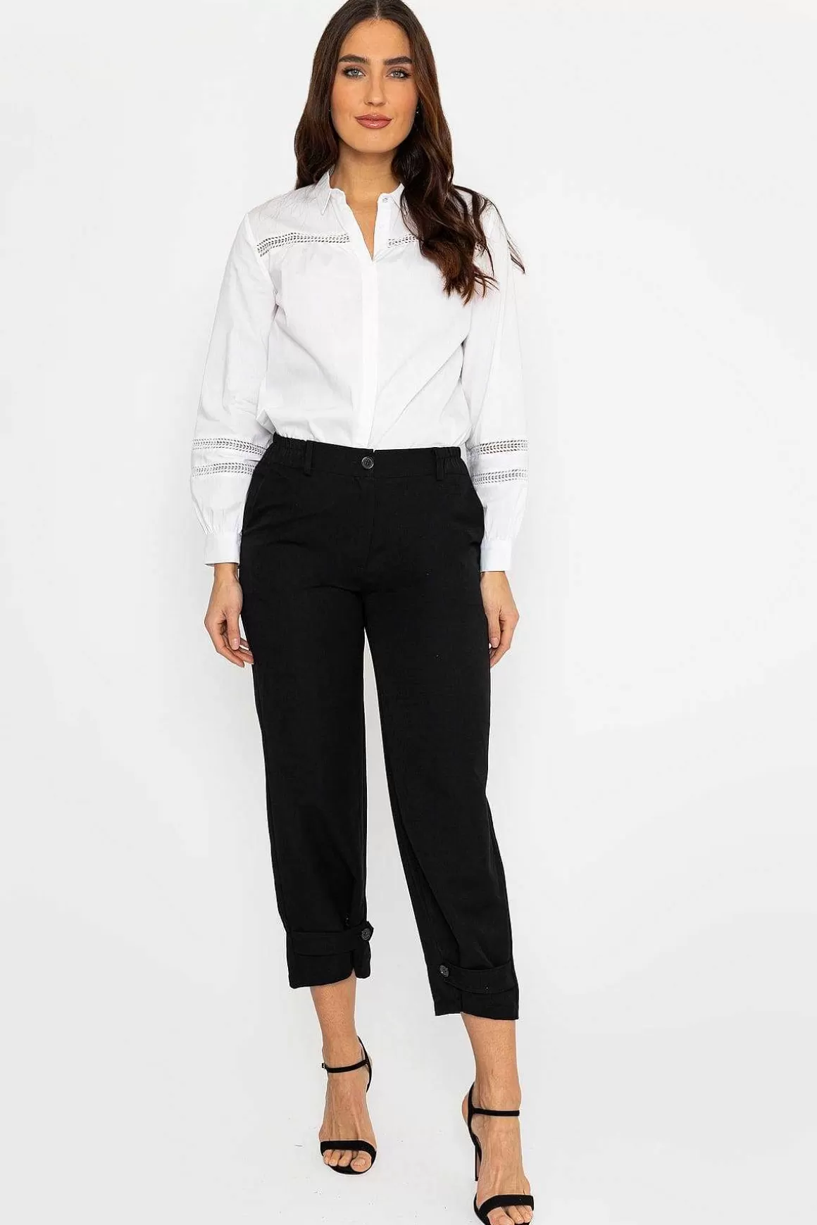 Pala D'oro Button Hem Trousers In Black Hot