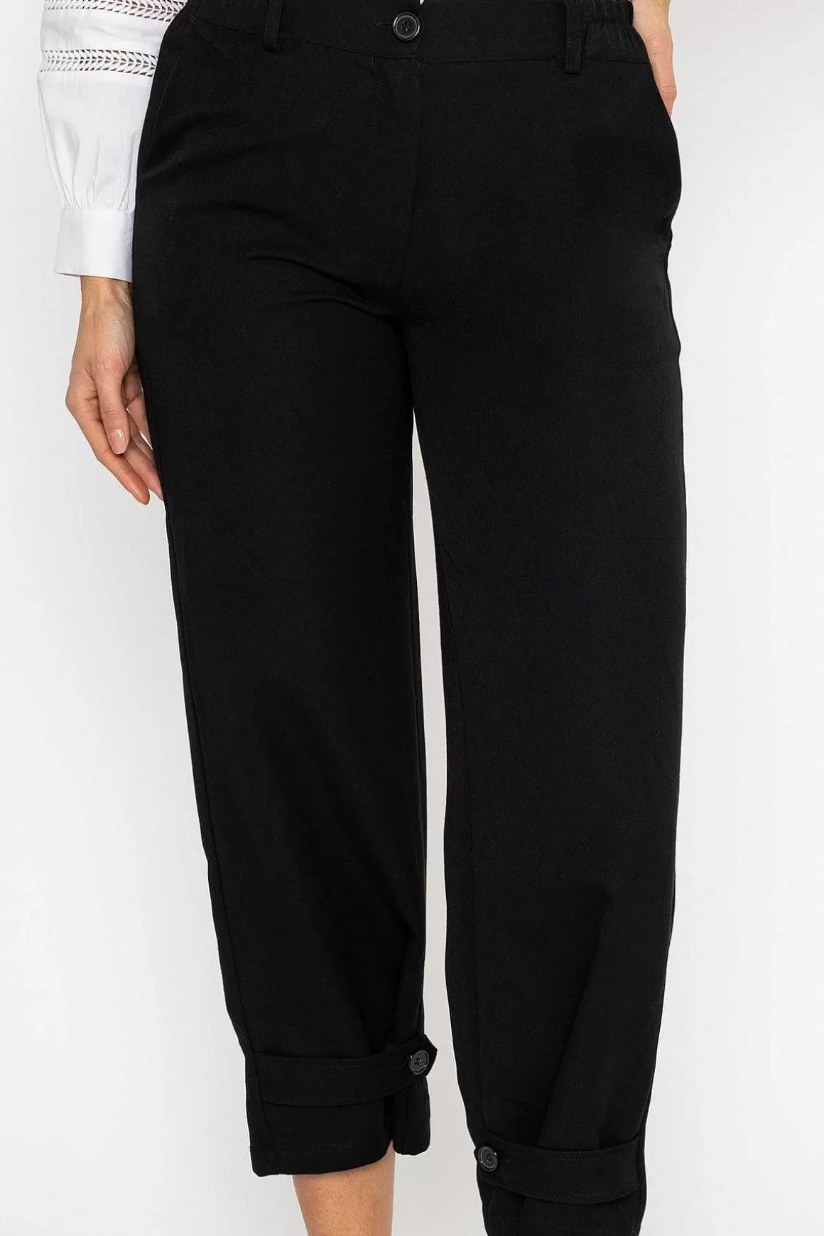 Pala D'oro Button Hem Trousers In Black Hot