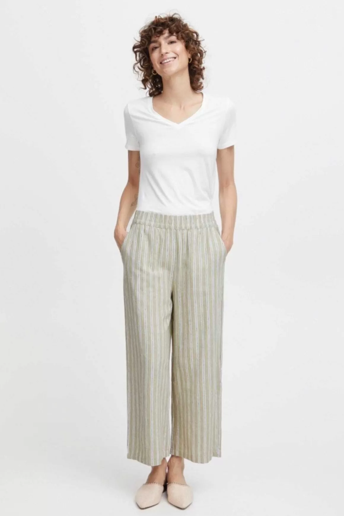 B.Young Byfalakka Beige Cropped Trousers Outlet