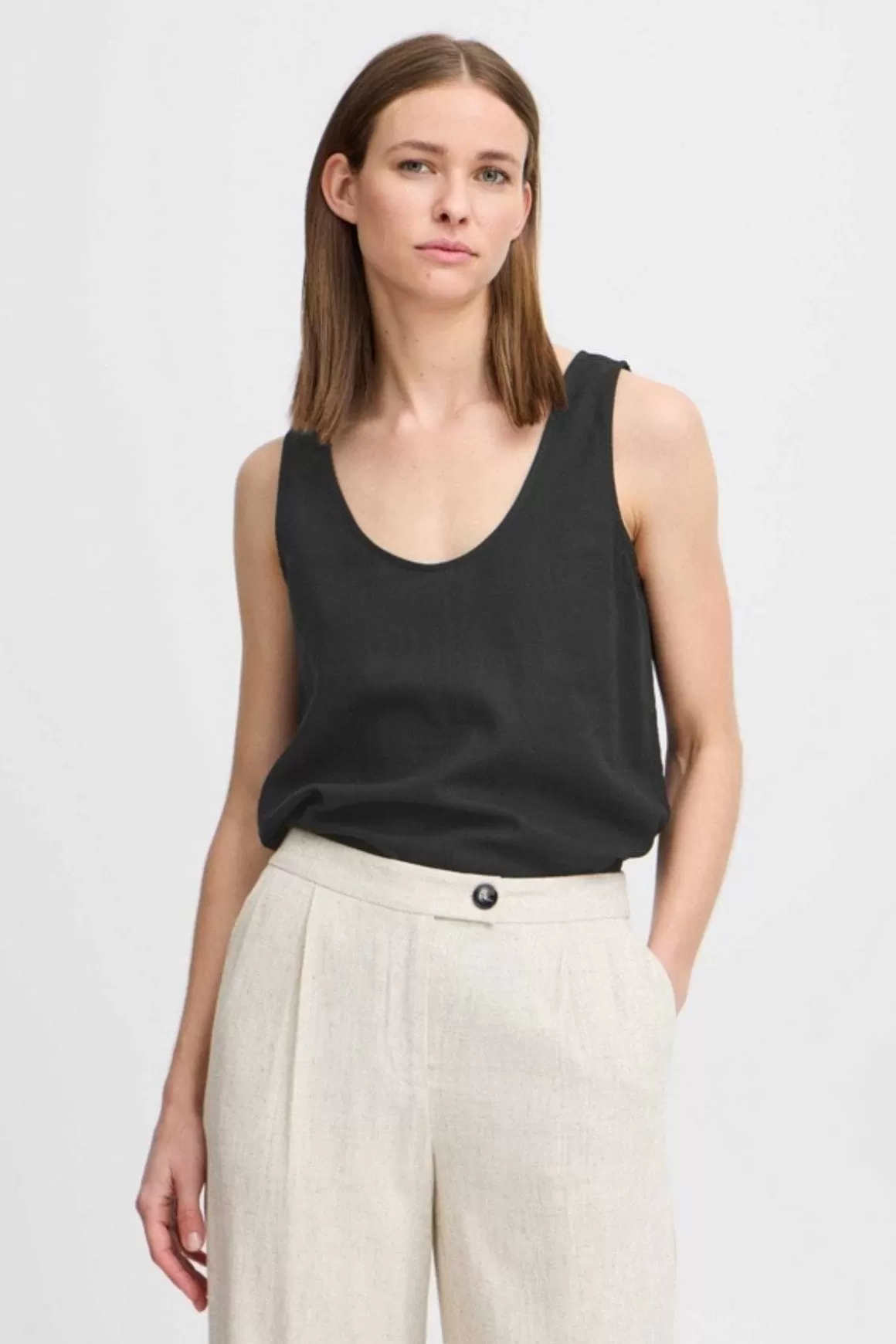 B.Young Byfalakka Black Vest Top Shop