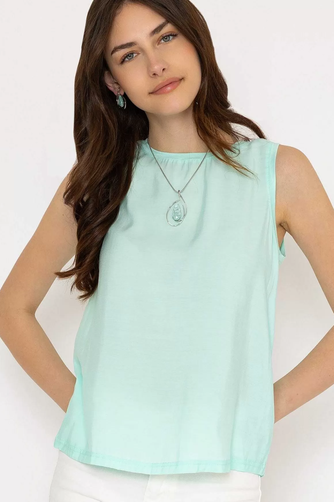 B.Young Bysilti Aqua Blue Sleeveless Top Clearance