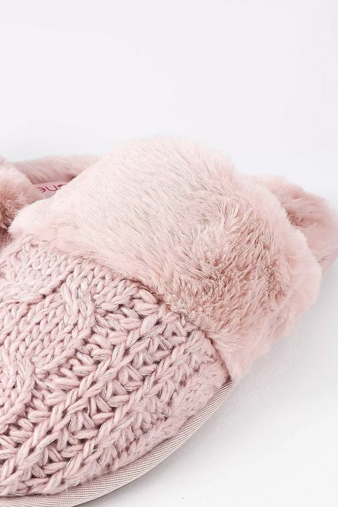 Cherish Accessories Cable Knit Slippers In Pink Flash Sale