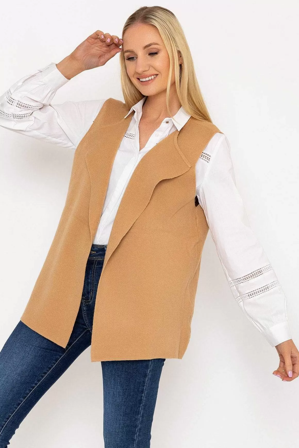 J'aime la Vie Camel Knit Waistcoat Hot