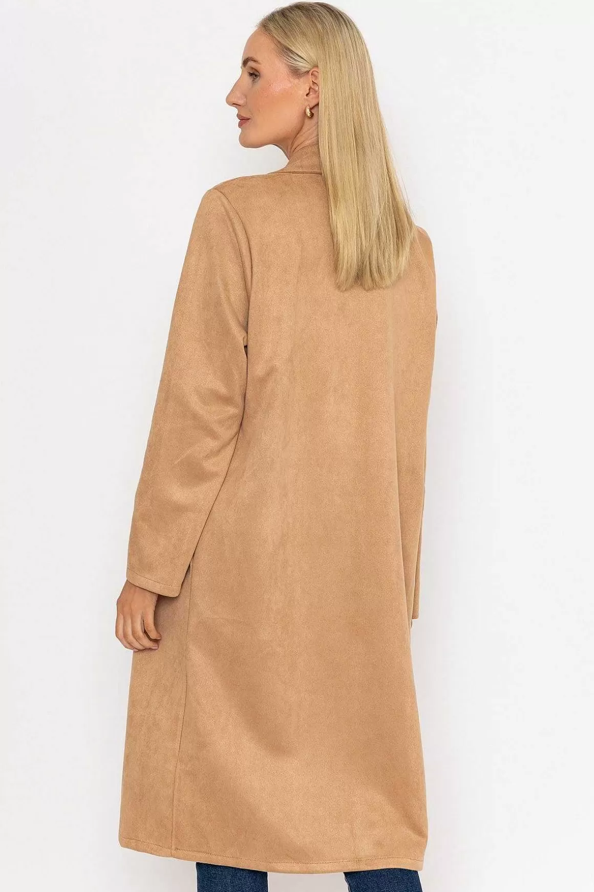 Pala D'oro Camel Long Suede Coat Store