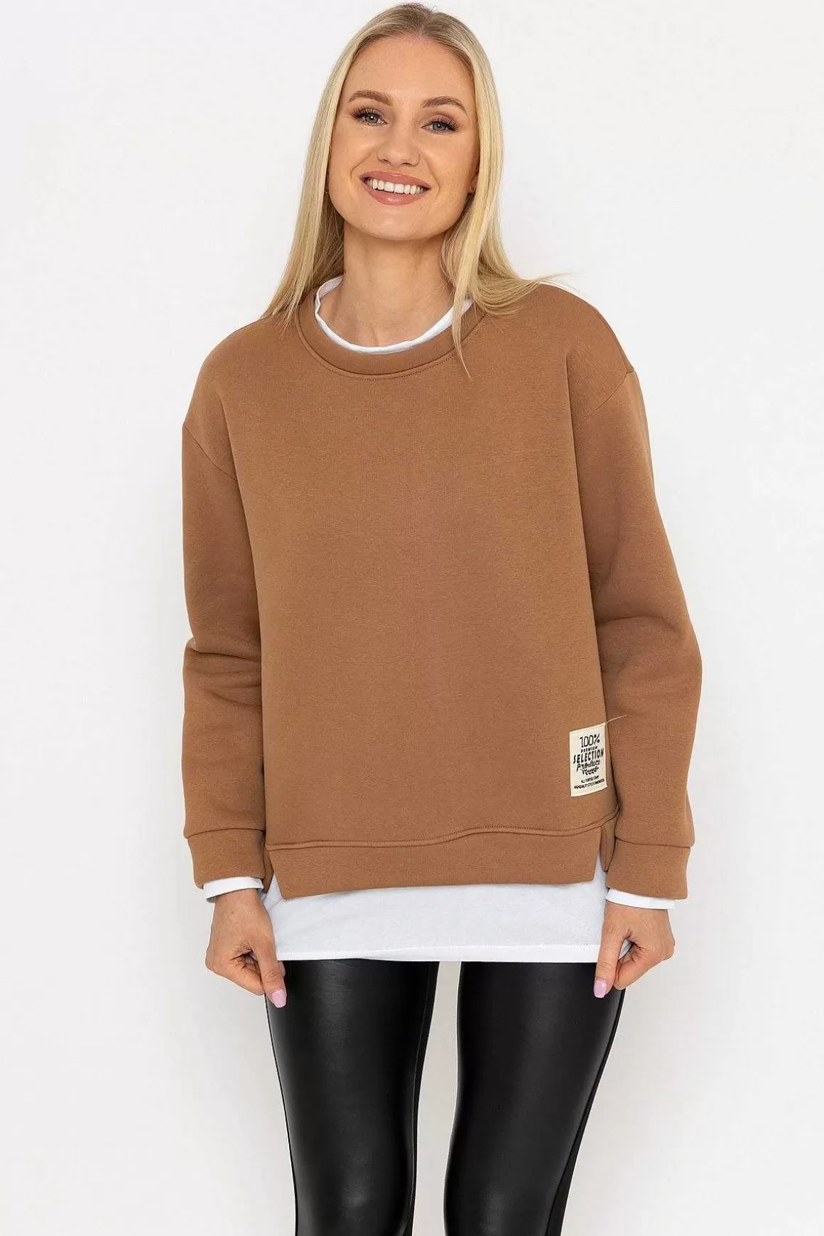 Pala D'oro Camel Sweatshirt With White Insert Best Sale