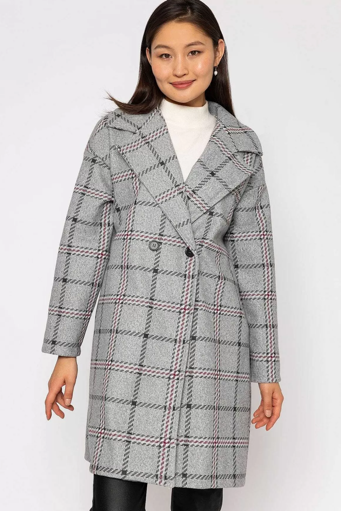 Pala D'oro Check Coat In Grey New