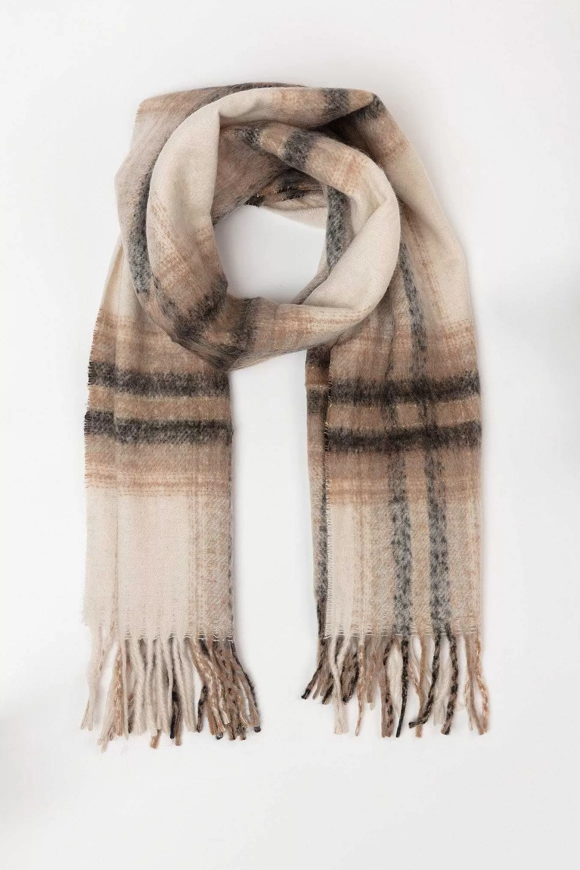 SOUL Accessories Check Scarf In Brown Tones Discount