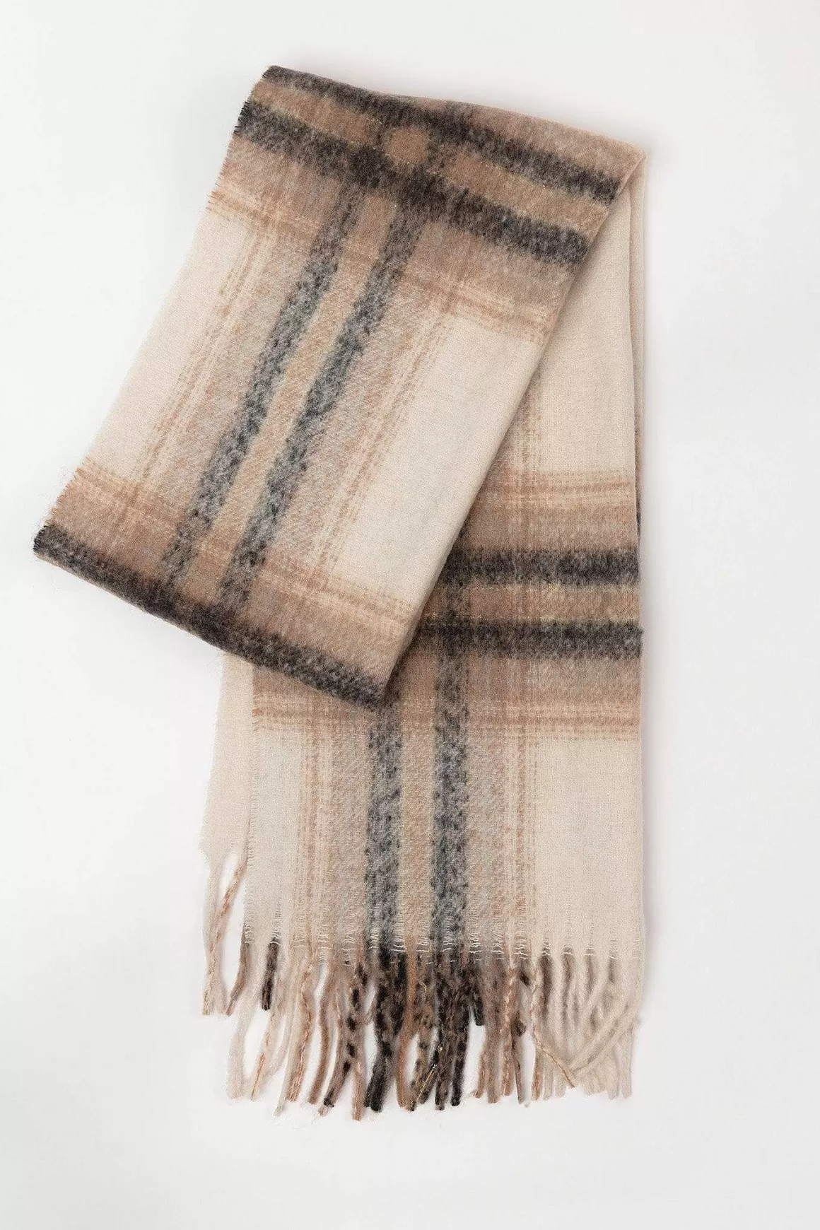 SOUL Accessories Check Scarf In Brown Tones Discount