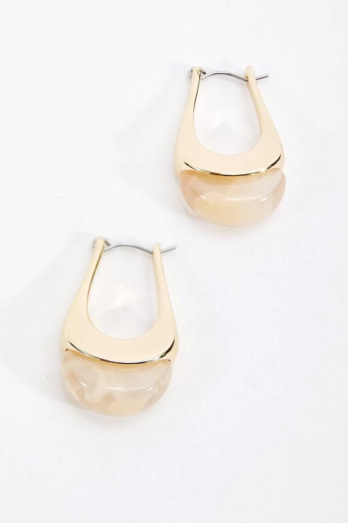 Soul Jewellery Chunky Hoop Earrings With Cream Stone Shop