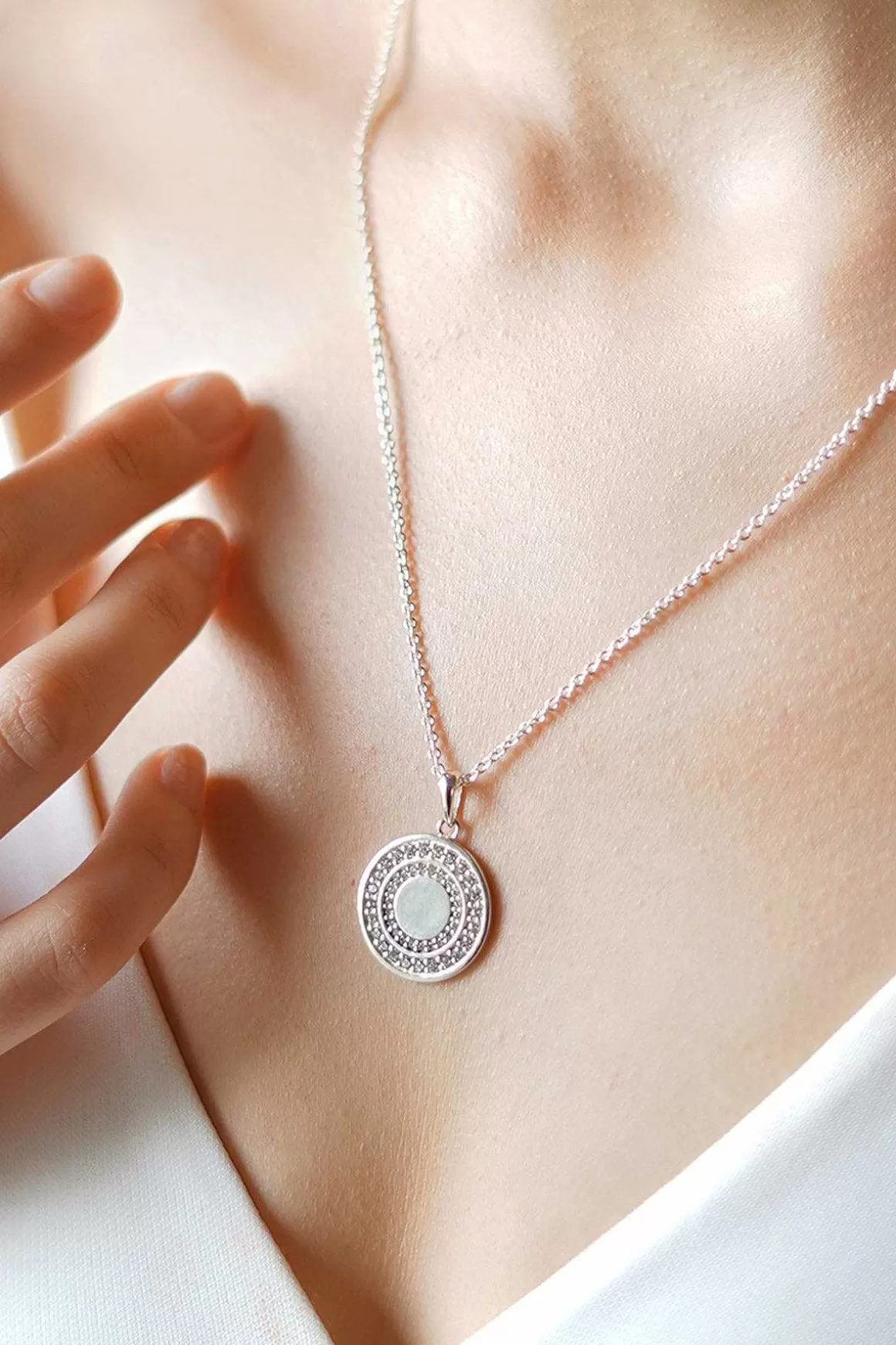 Newbridge Silverware Jewellery Circular Pendant With Clear Stones Online