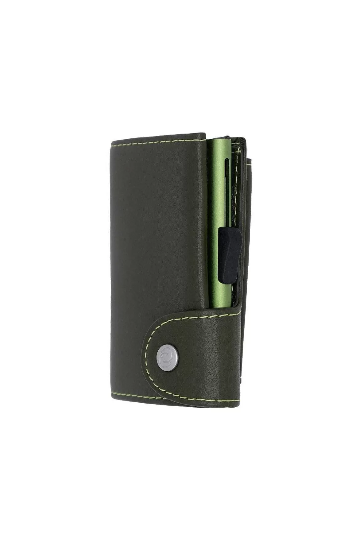 C-Secure Classic Leather Coin Holder In Green New