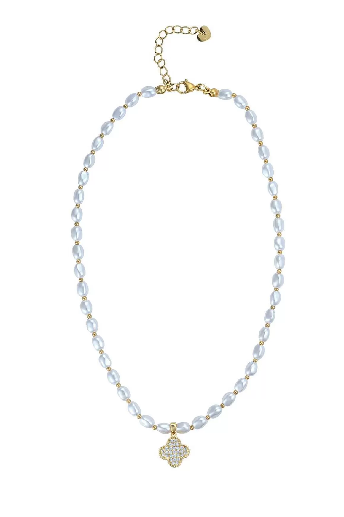 Knight & Day Clover Drop Faux Pearl Necklace Discount