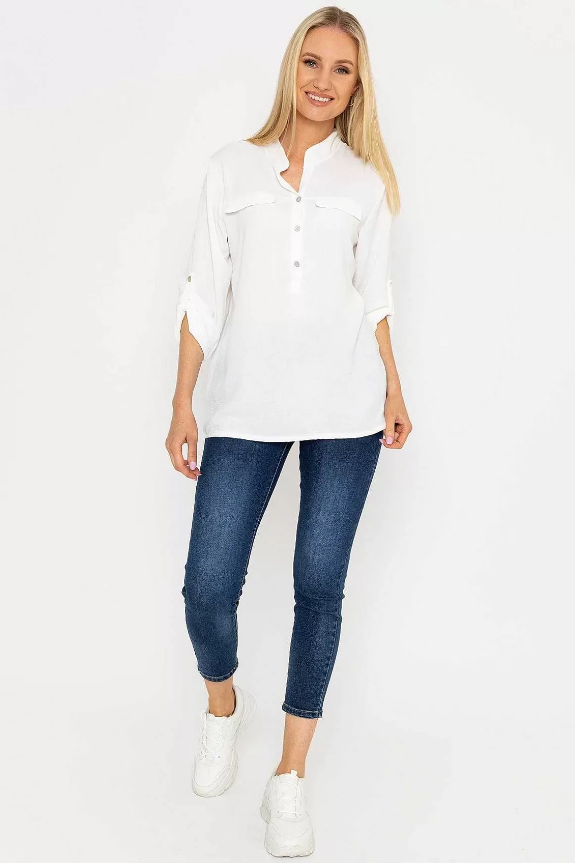 Pala D'oro Collarless Shirt In Ecru Fashion