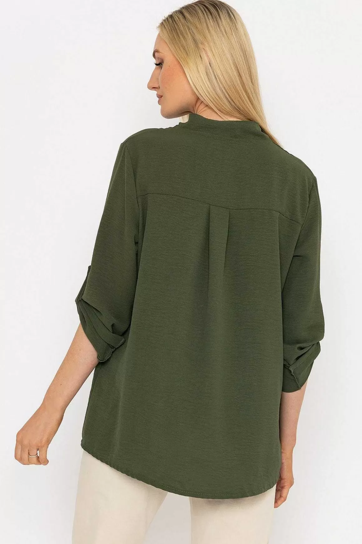 Pala D'oro Collarless Shirt In Khaki Store