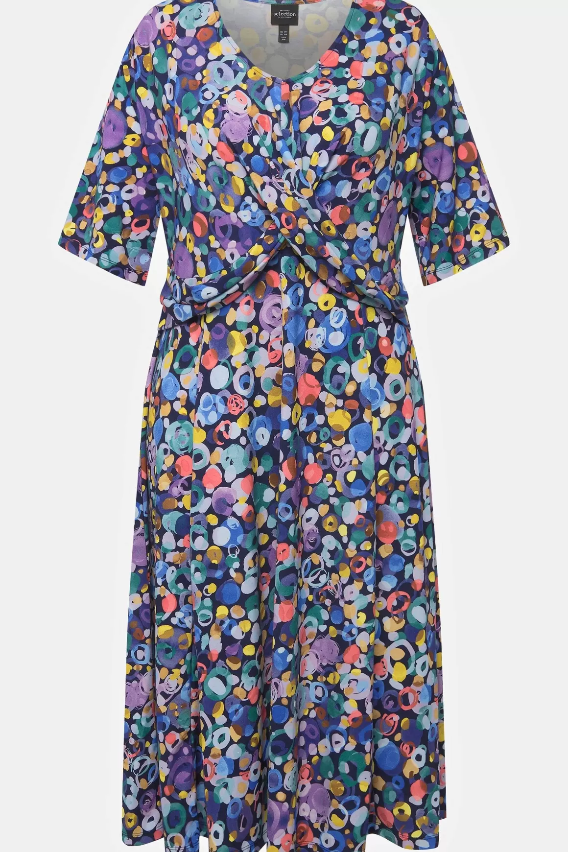 Ulla Popken Colorful Dot Print Short Sleeve Midi Dress Hot