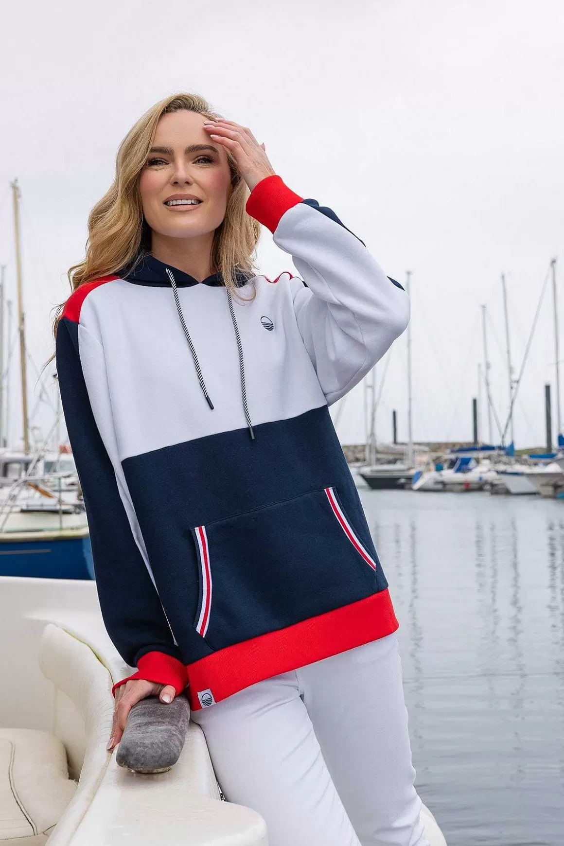 West Quay Colour Block Hoodie In Navy Sale