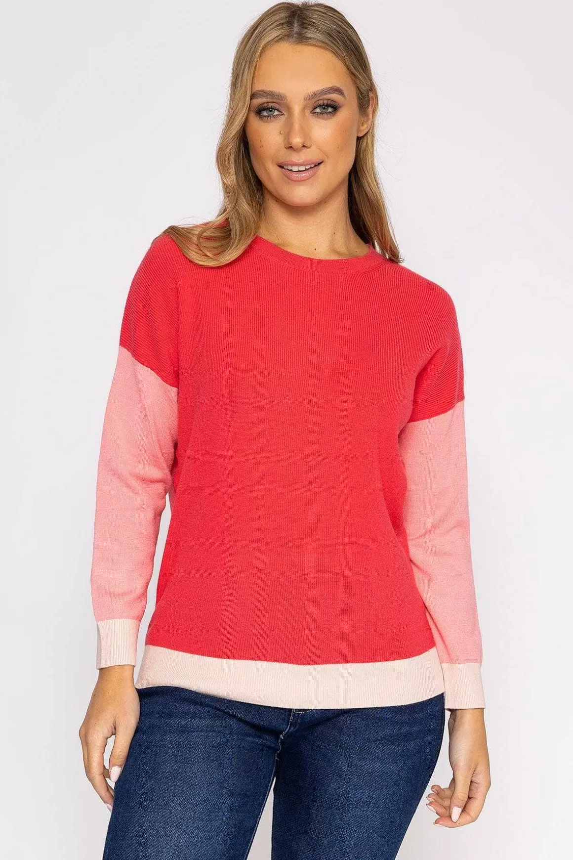 Kelly & Grace Weekend Colour Block Knit In Blush Fashion