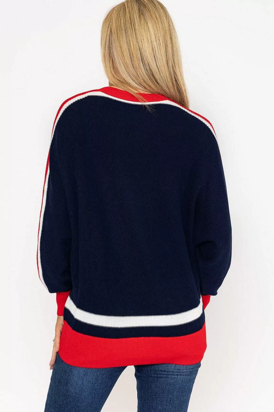 West Quay Colour Block Stripe Knit Sweater In Navy Fashion