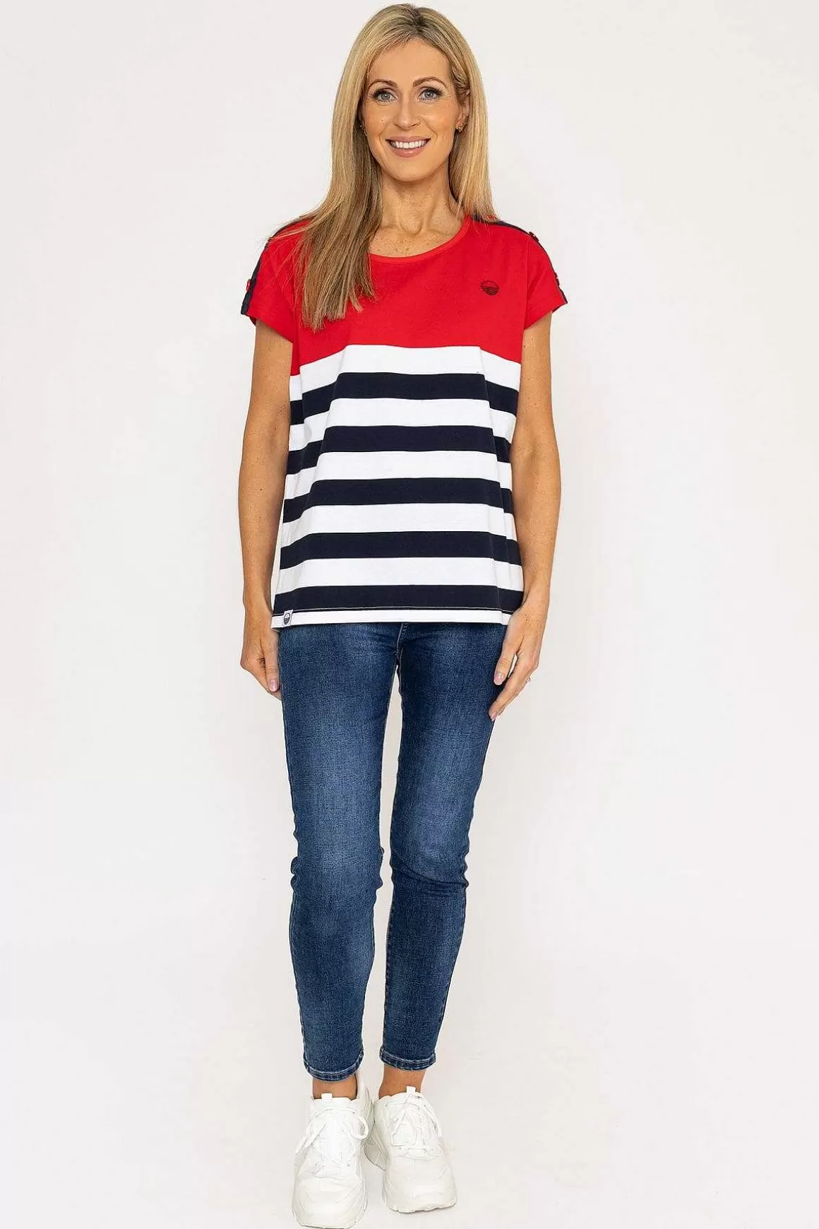 West Quay Colour Block Stripe T-Shirt In Red Best