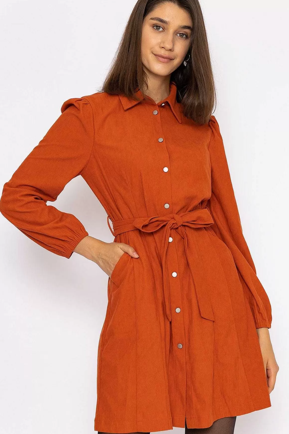 Rowen Avenue Cord Mini Dress In Rust Clearance