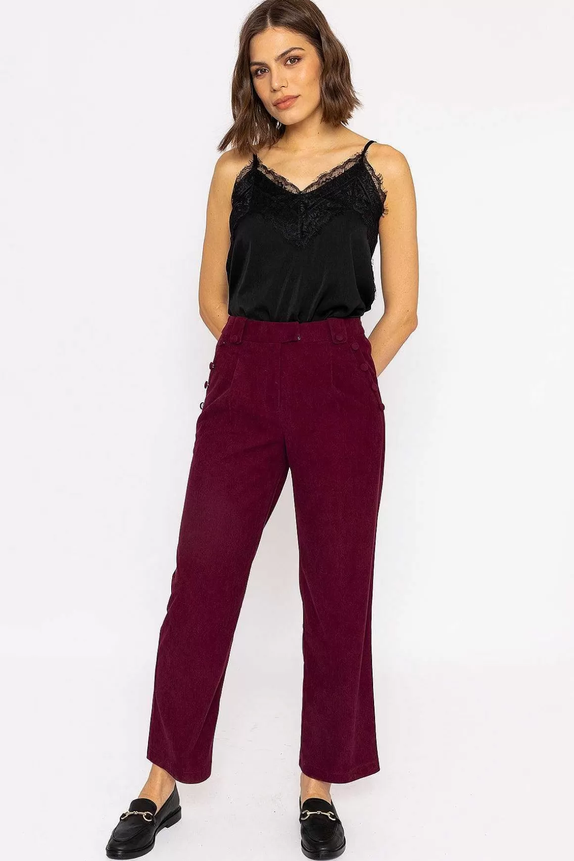 Rowen Avenue Cord Wide Leg Pant In Plum Cheap