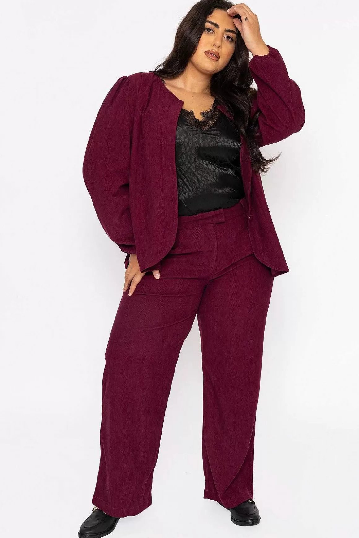 Rowen Avenue Cord Wide Leg Pant In Plum Cheap