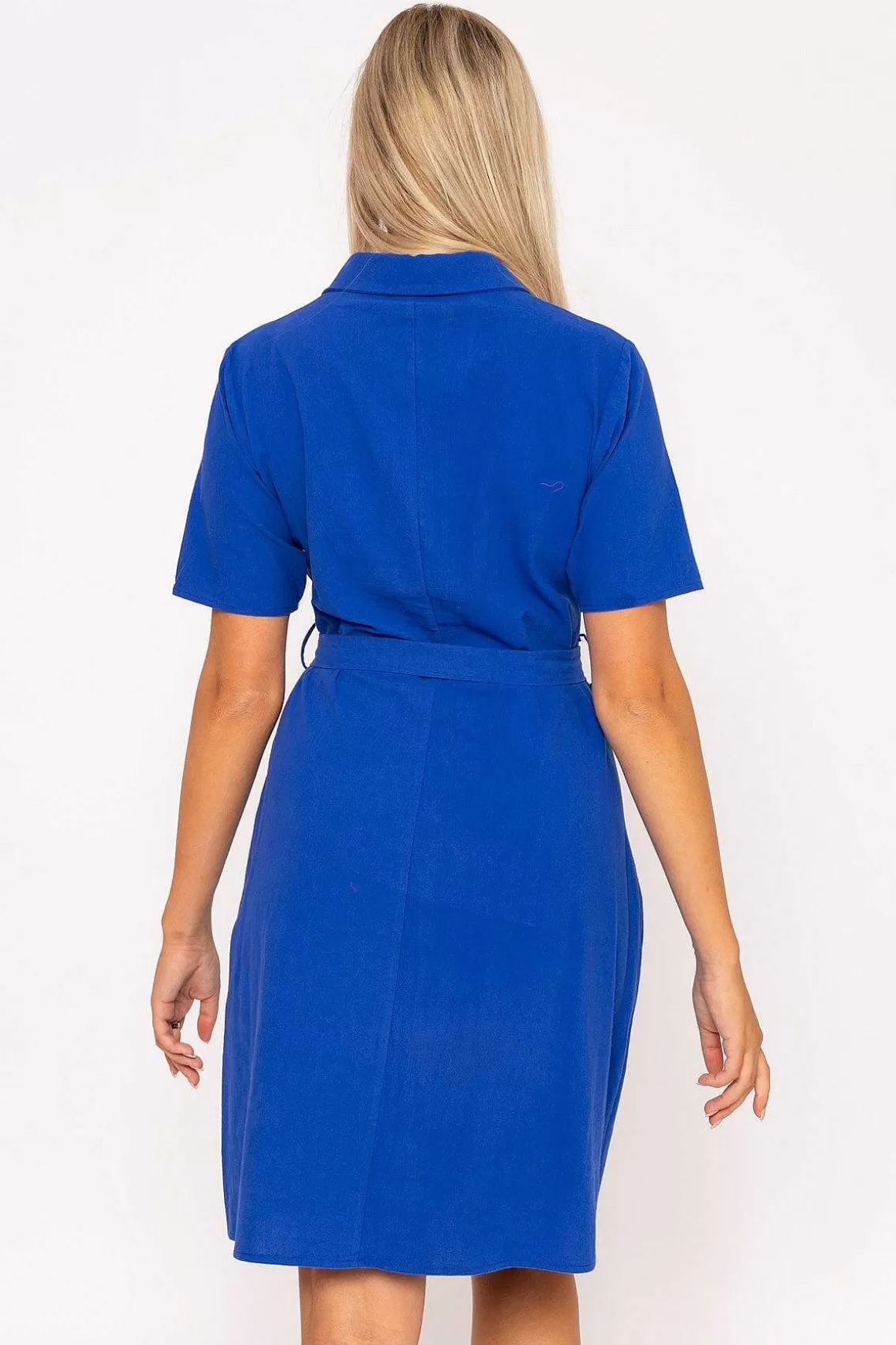 Kelly & Grace Weekend Cotton Shirt Dress In Cobalt Best Sale