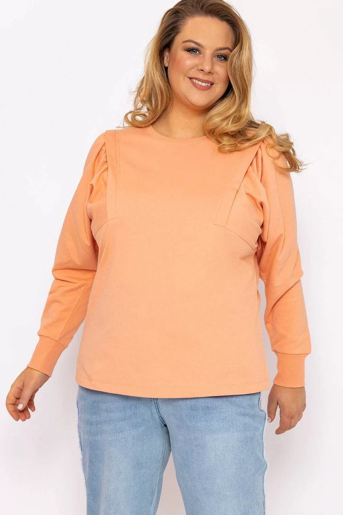 Ulla Popken Cotton Sweatshirt In Orange Best