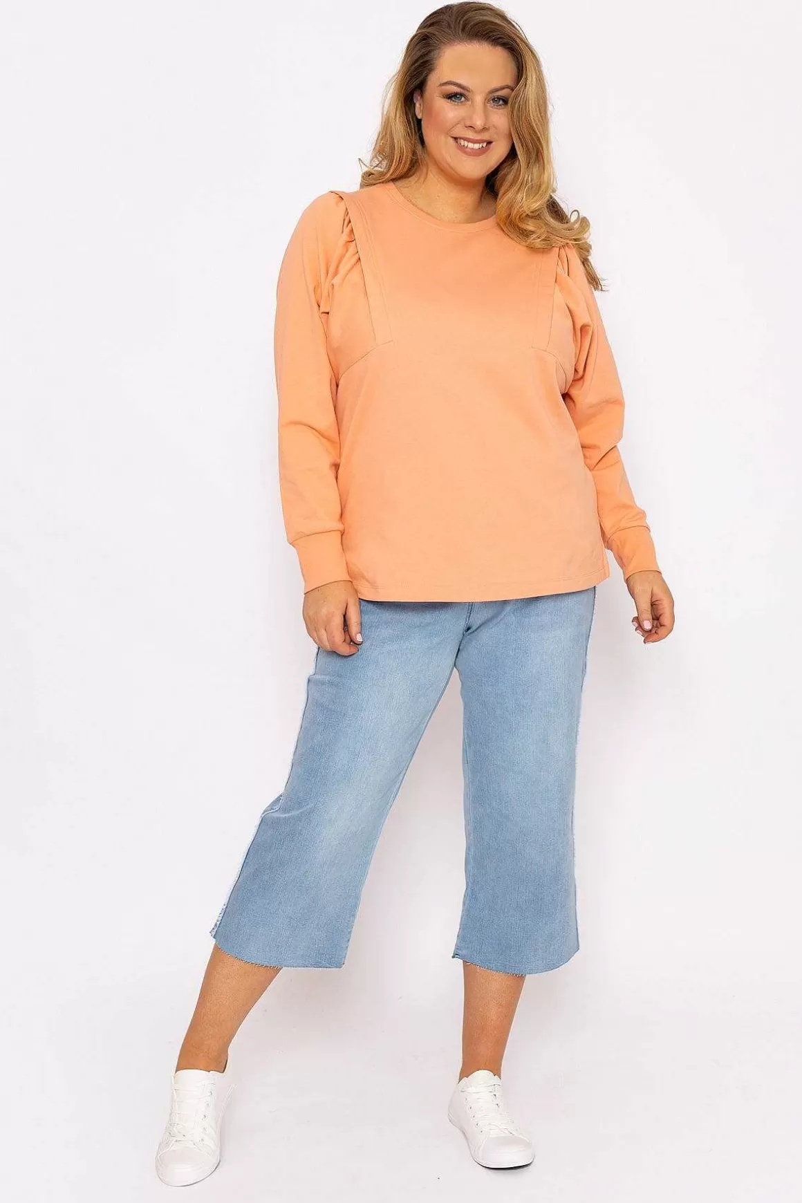 Ulla Popken Cotton Sweatshirt In Orange Best