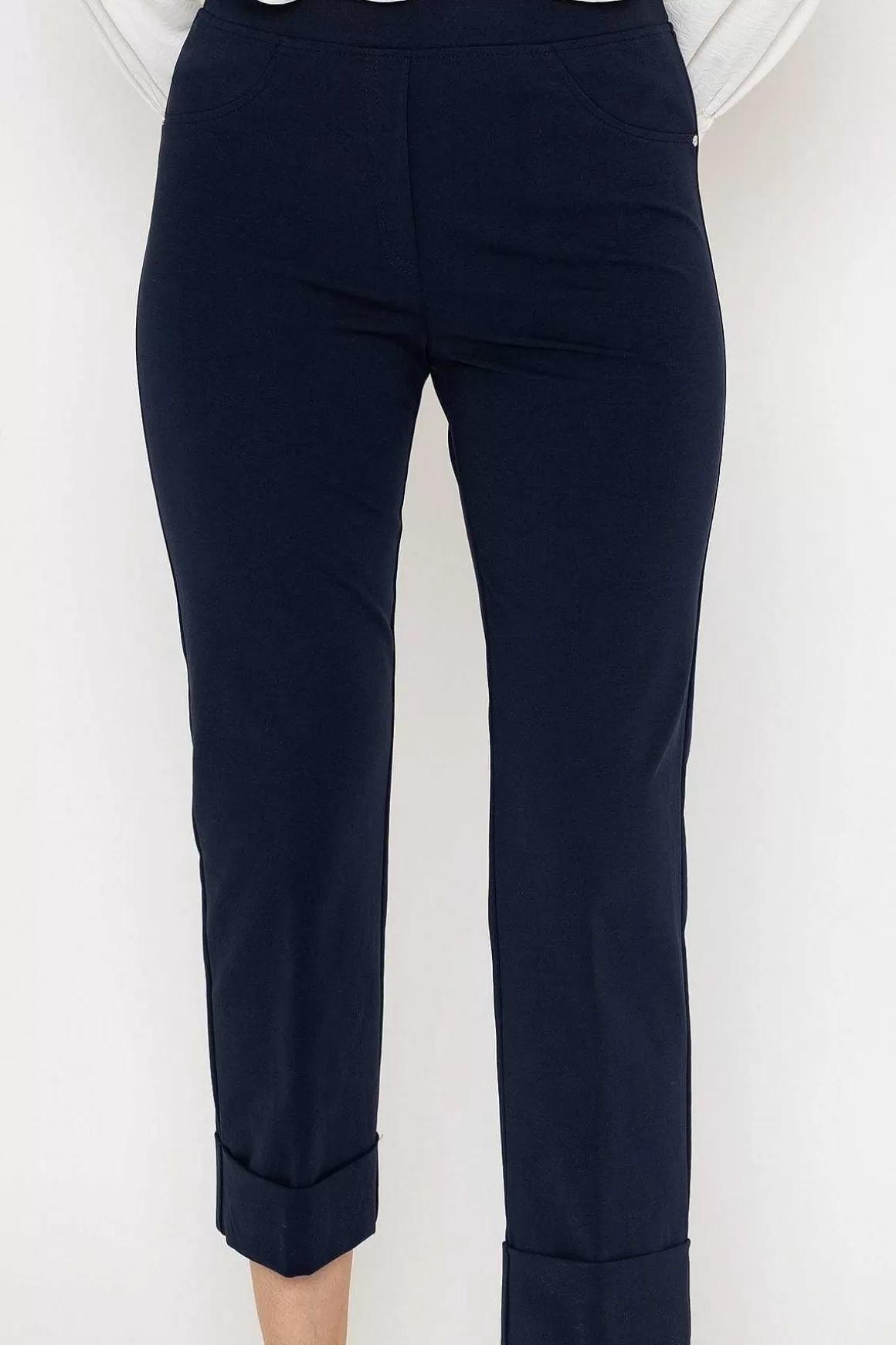 Peruzzi Cotton Turn Up Trousers In Navy Flash Sale