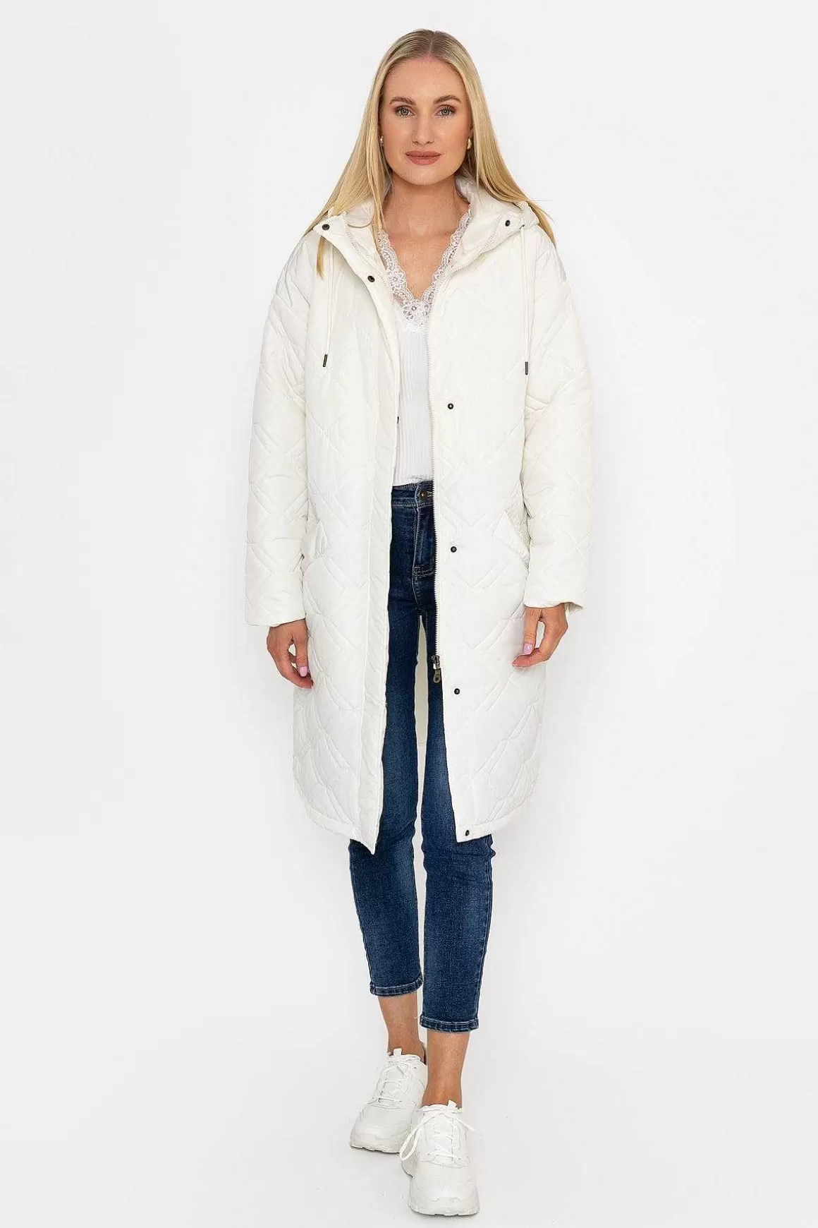 J'aime la Vie Cream Long Line Hooded Coat Flash Sale