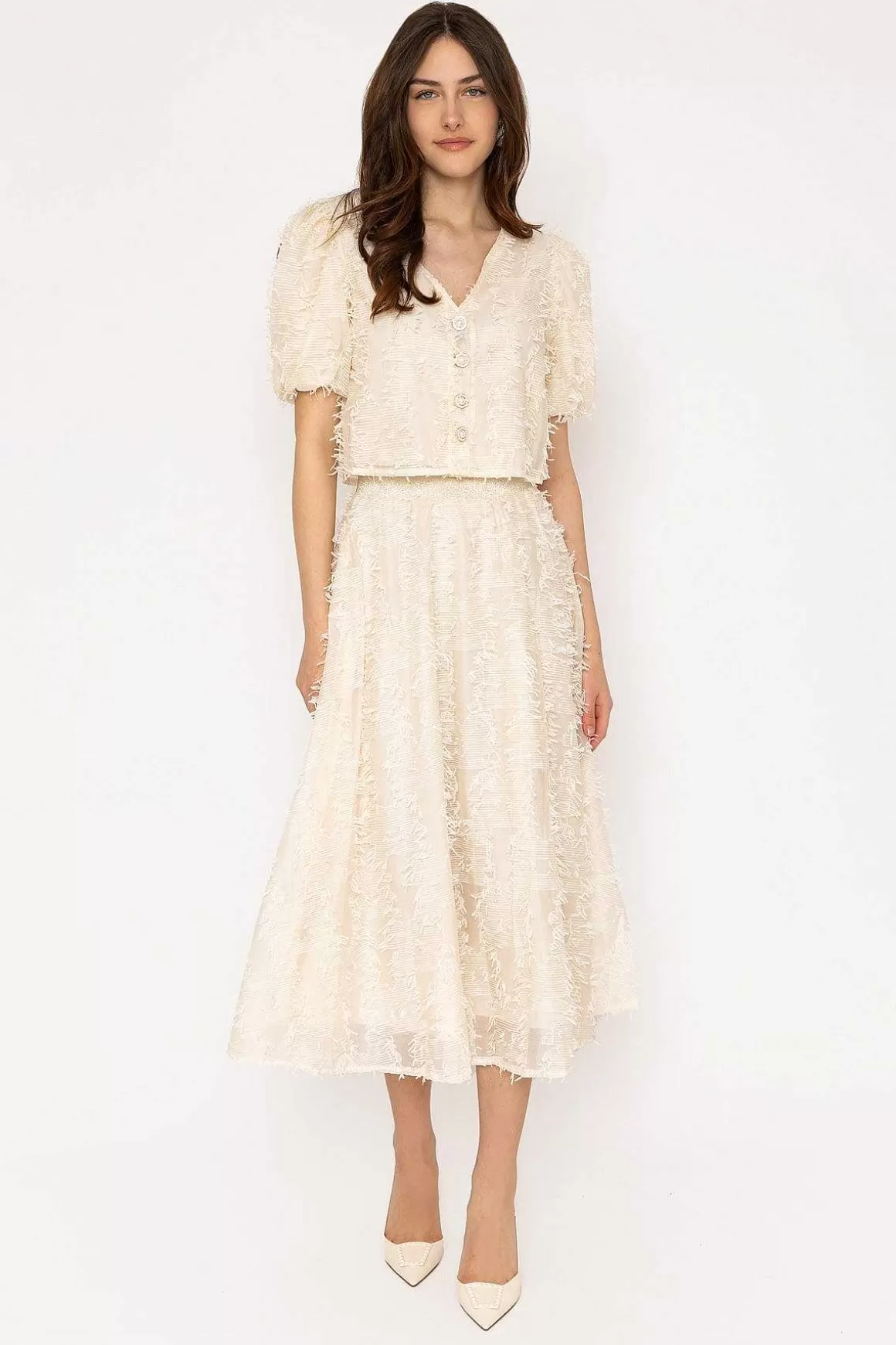 Elli White Cream Tulle Midi Skirt Sale