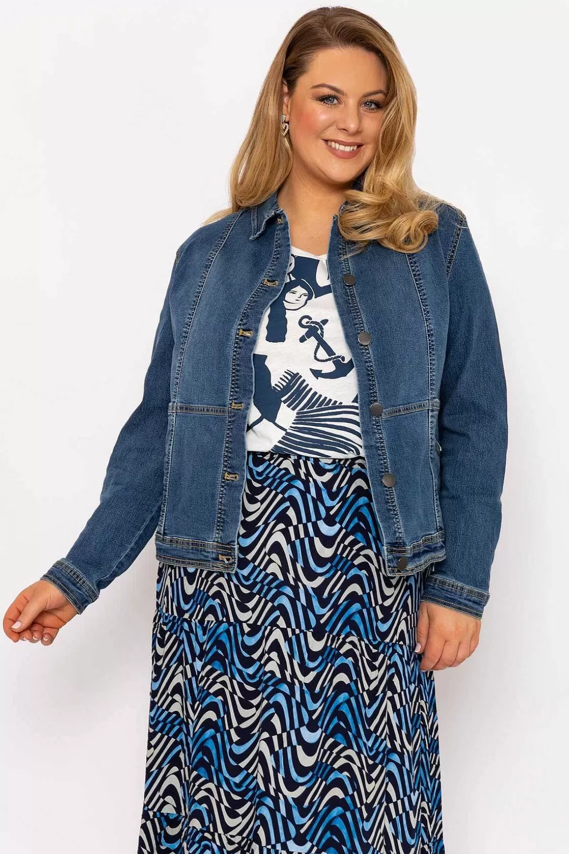 Ulla Popken Cropped Denim Jacket Clearance