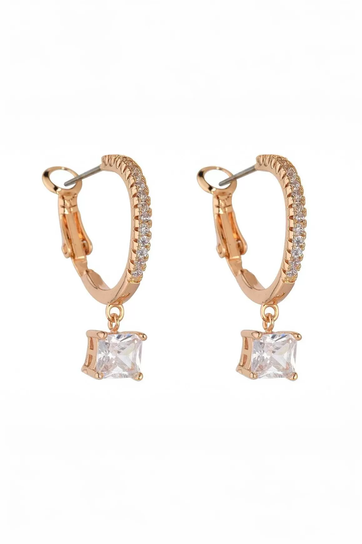 Knight & Day Crystal Rose Gold Hoop Earrings Hot