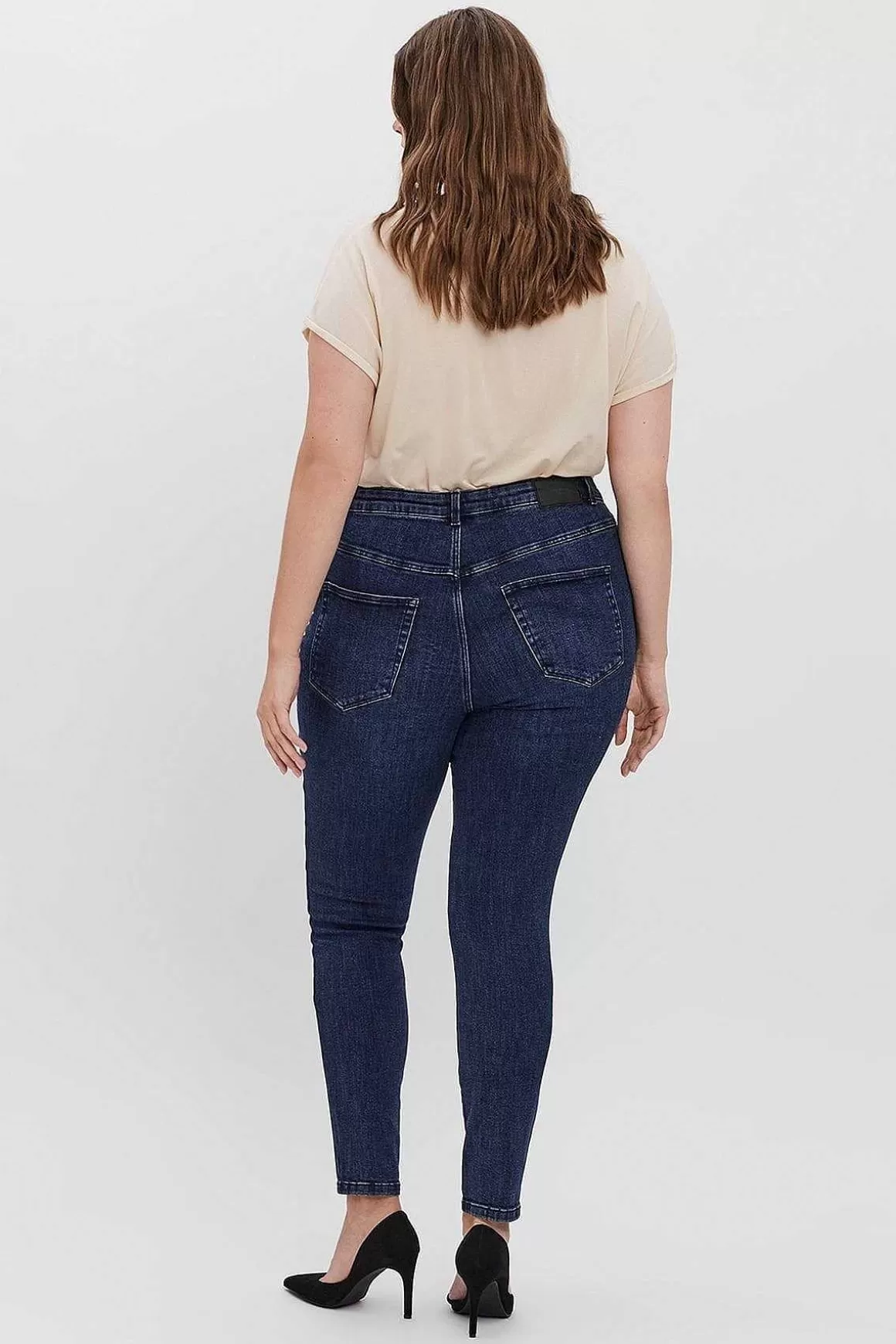 Vero Moda Curve Curve - High Waist Jeans In Dark Blue Denim Flash Sale