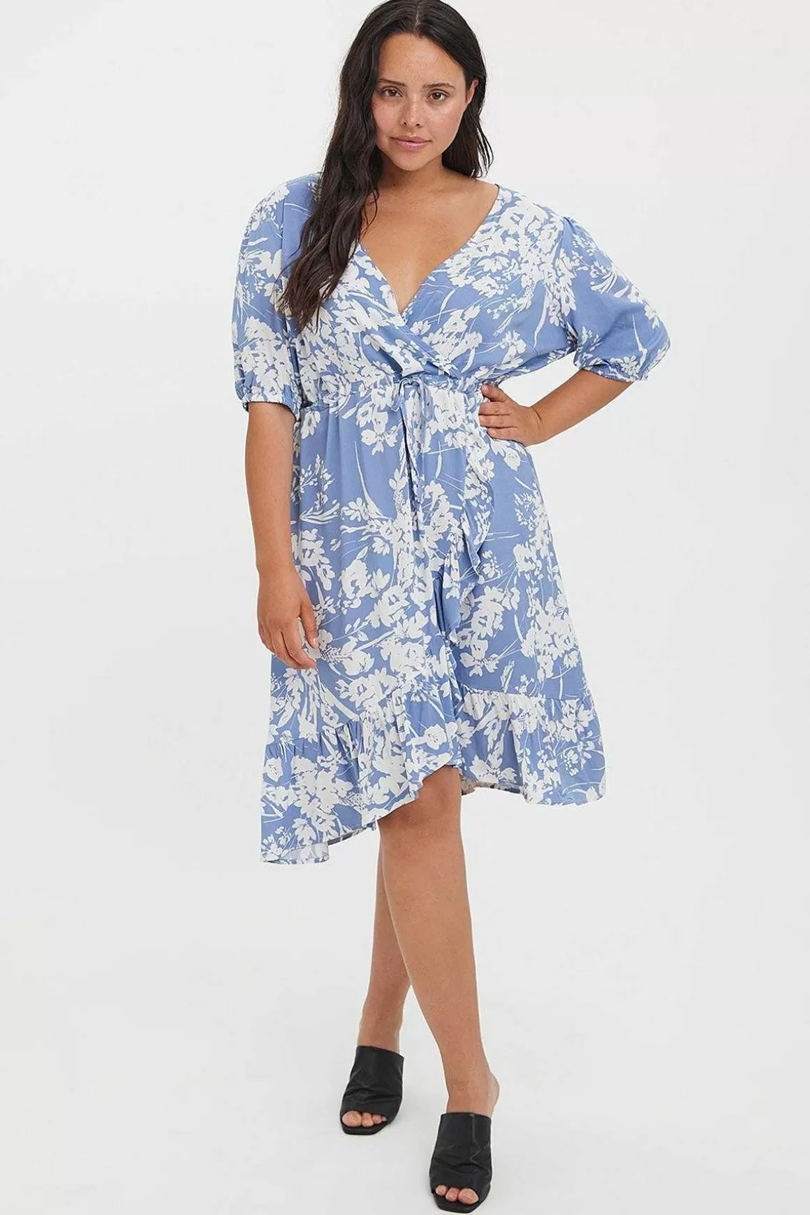 Vero Moda Curve Curve - Lexie Dress In Blue Print Discount