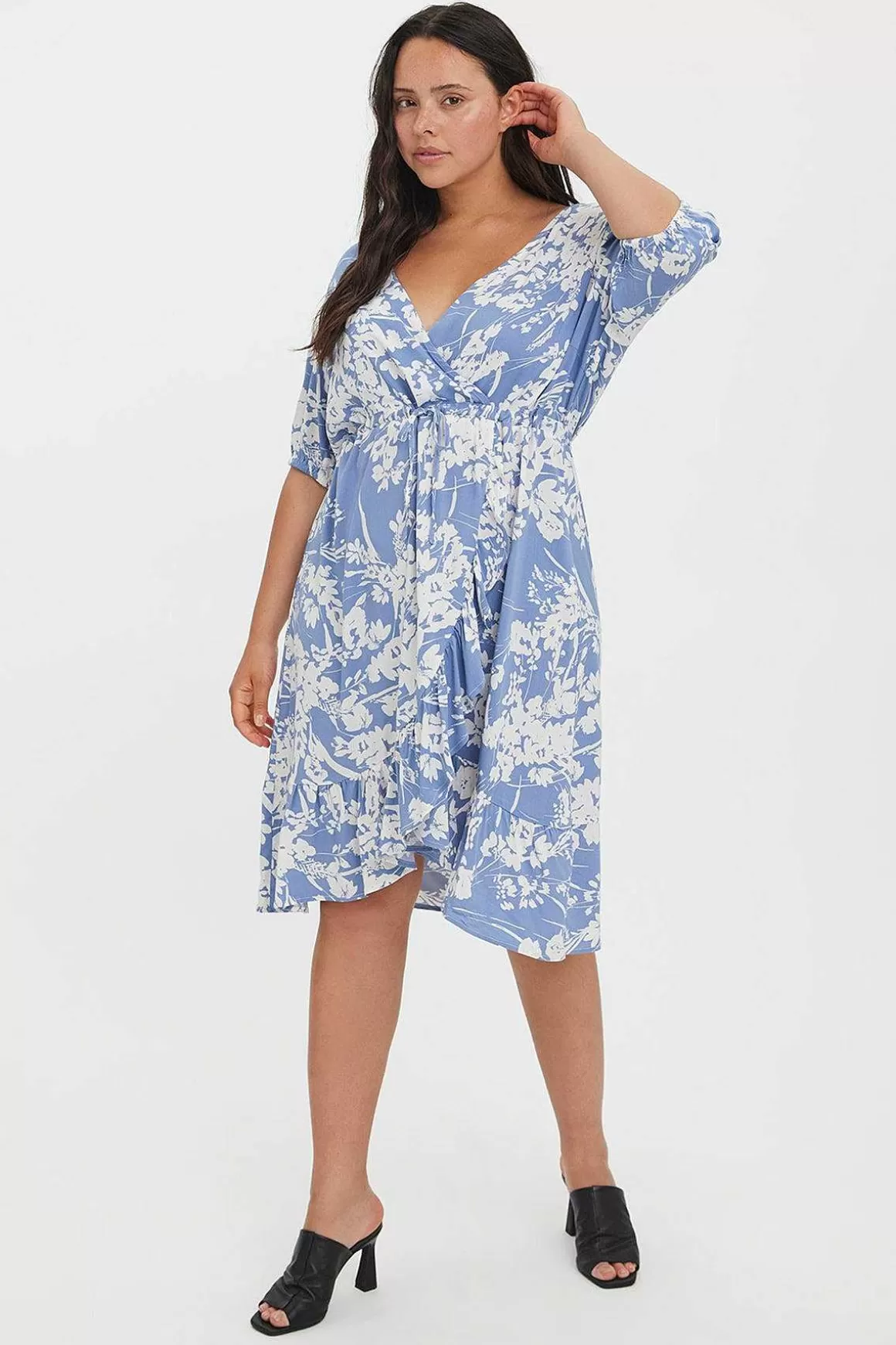 Vero Moda Curve Curve - Lexie Dress In Blue Print Discount