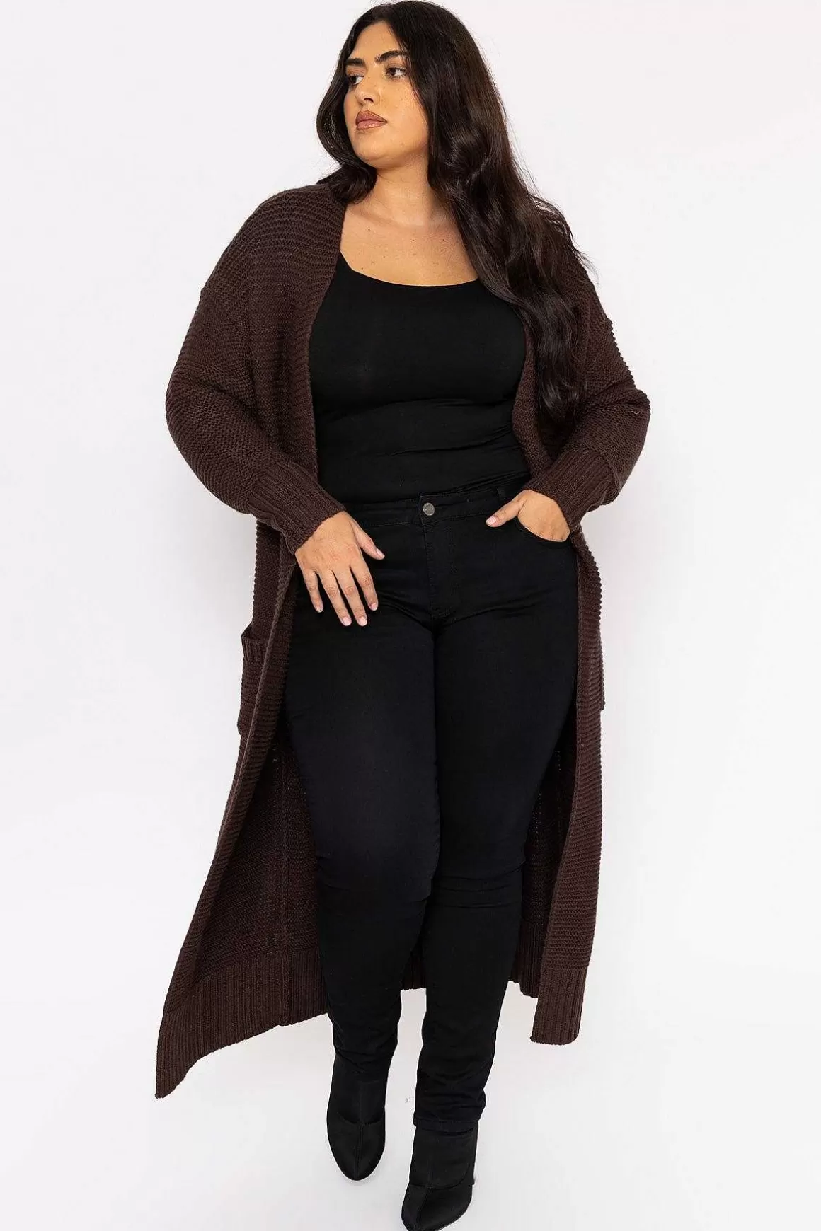 Vero Moda Curve Curve - Long Belted Cardigan In Brown Best Sale