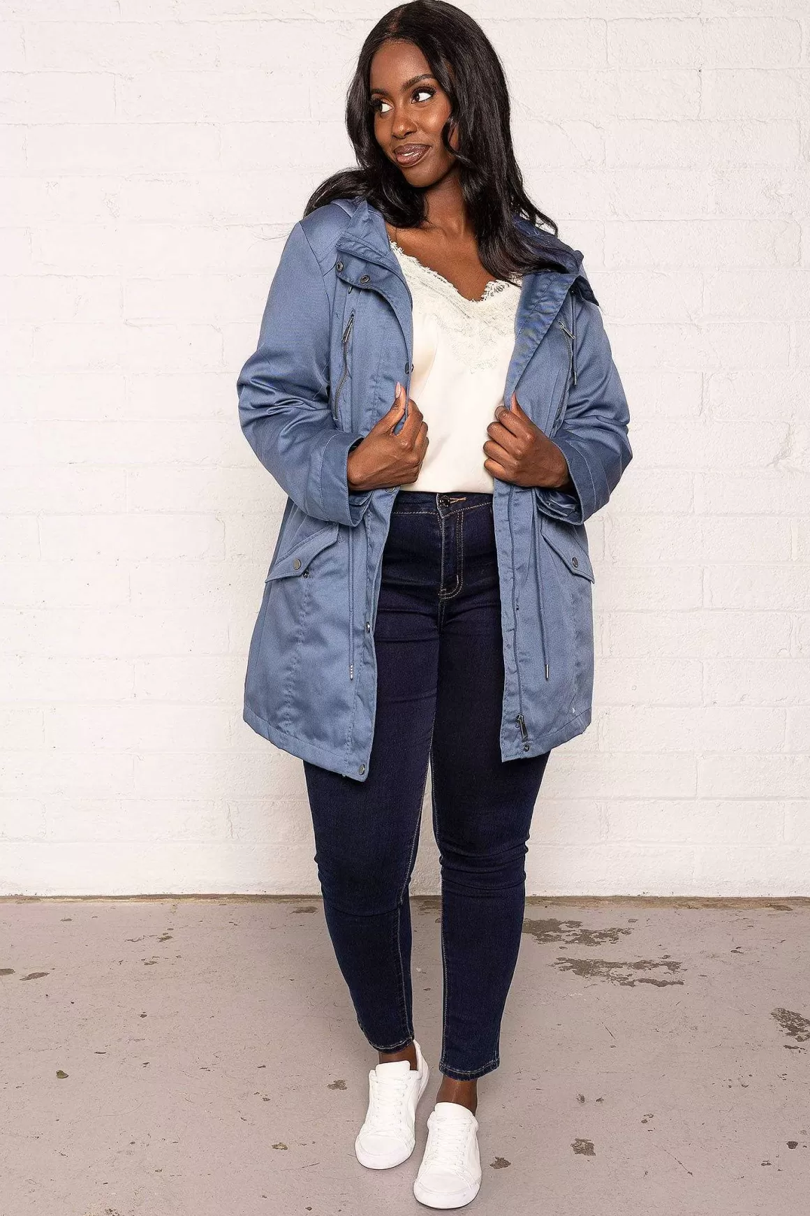 Vero Moda Curve Curve - Long Parka In Blue Cheap