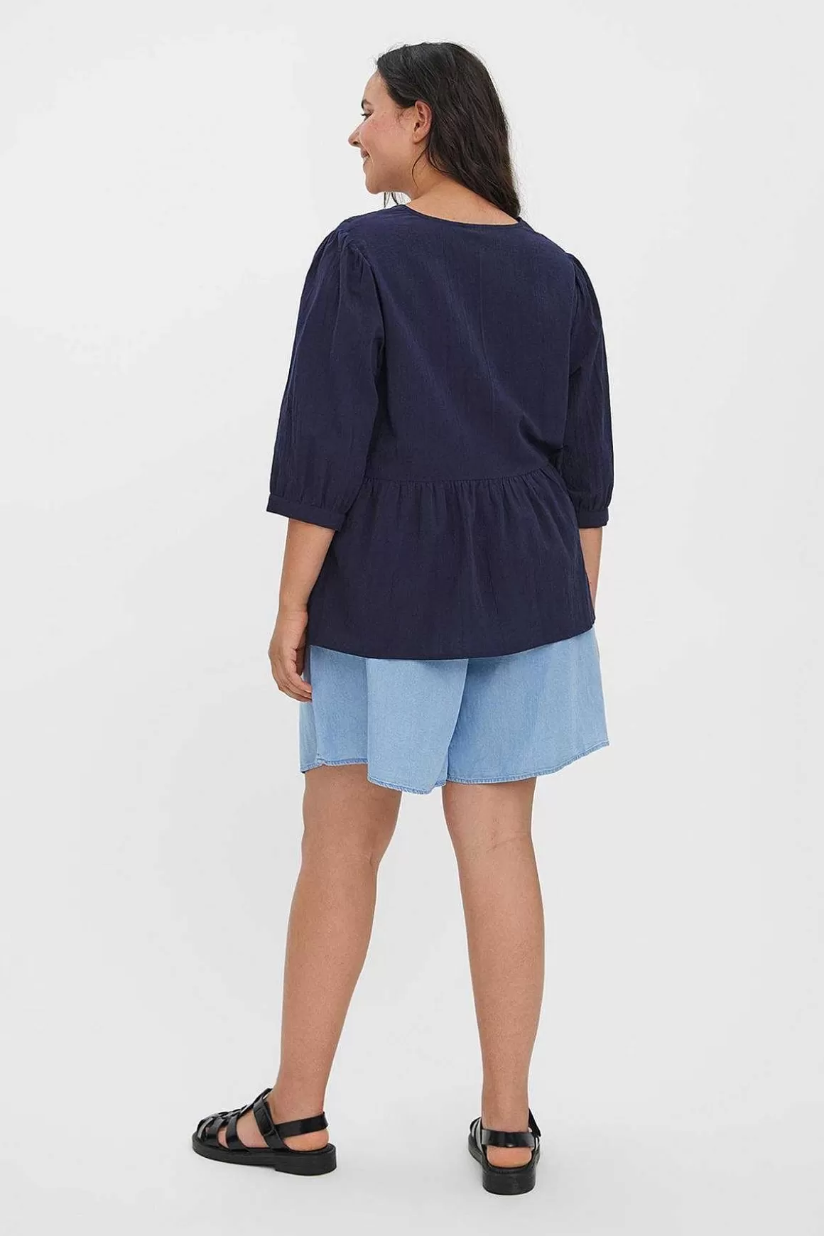 Vero Moda Curve Curve - Mavis Blouse In Navy Cheap