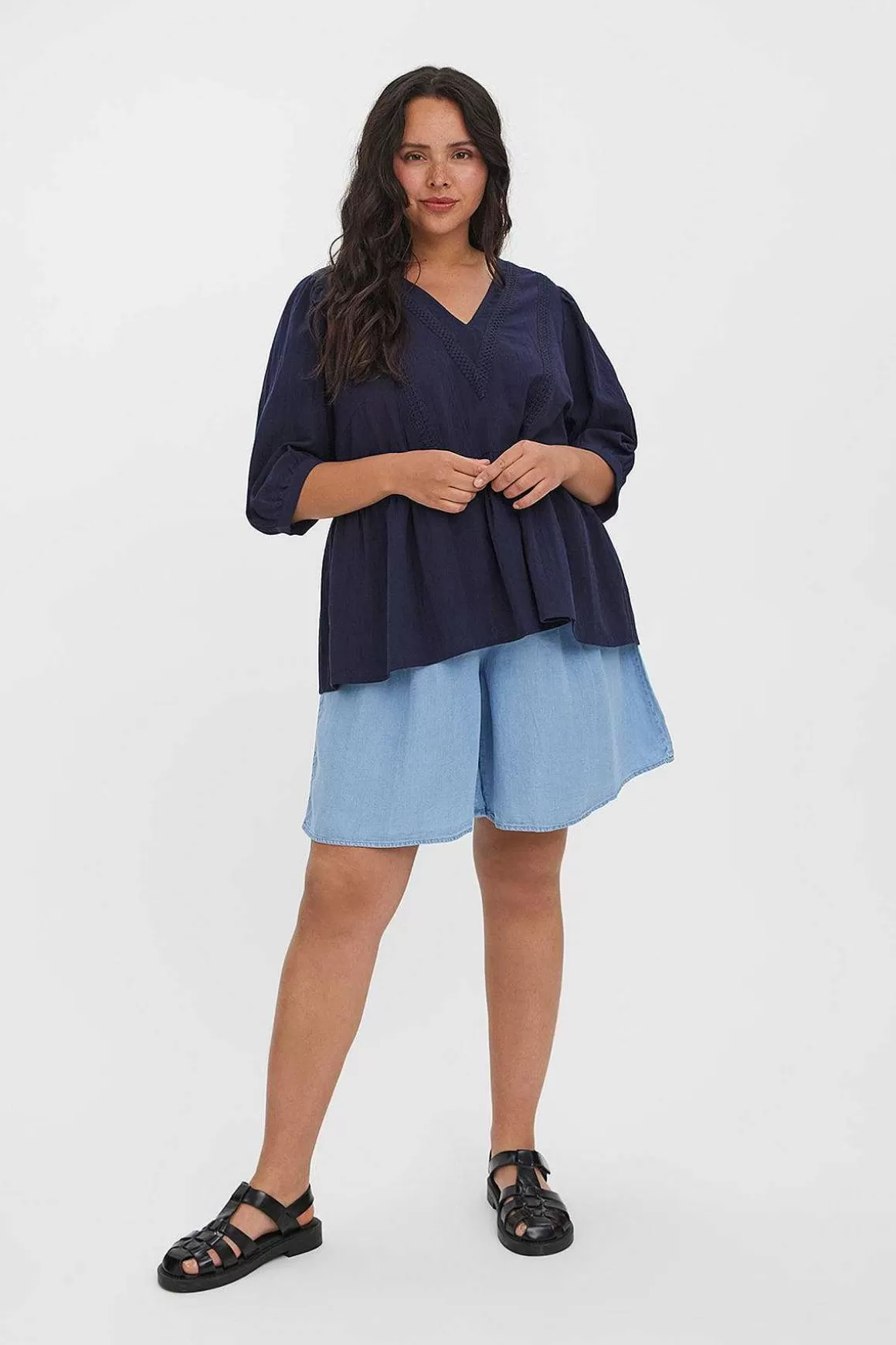 Vero Moda Curve Curve - Mavis Blouse In Navy Cheap