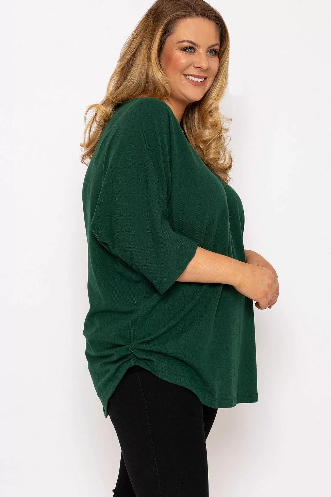 Nova of London Curve - Plain Zip Front Top In Green Best Sale